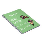 Carnet Glace Kawaii Art alimentaire Monogramme Vert (Côté Droit)