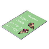 Carnet Glace Kawaii Art alimentaire Monogramme Vert (Côté gauche)