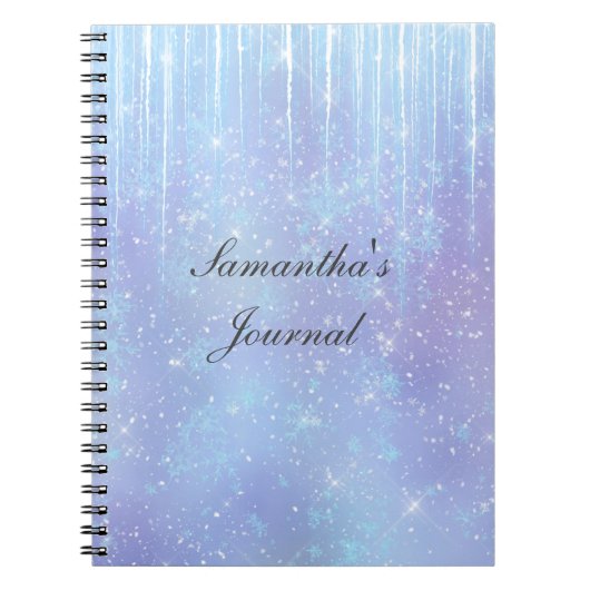 Carnet Glaçons Flocons Cristaux Bleu Violet (Devant)