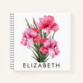 Carnet Gladiolus Fleur Mois De Naissance Personnalisée Po (Devant)