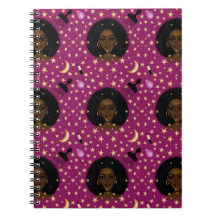 Carnet Glam Black Woman Afran Hair pic rouge à lèvres ros