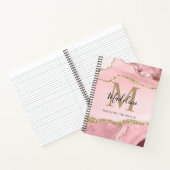 Carnet Glam Blush Rose Agate Geode Or Monogramme Script O (Intérieur)