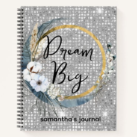 Carnet Glam Boho Céleste Lune Chic Faux Parties scintilla (Devant)