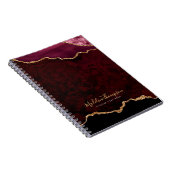 Carnet Glam Burgundy Velvet Agate Géode Gold Script (Côté Droit)