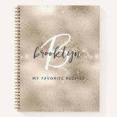 Carnet Glam Champagne Gold Monogram Recipe Book (Devant)