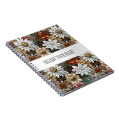 Carnet Glam Champagne Or Rouge Fleurs blanches (Côté Droit)