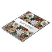 Carnet Glam Champagne Or Rouge Fleurs blanches (Côté gauche)