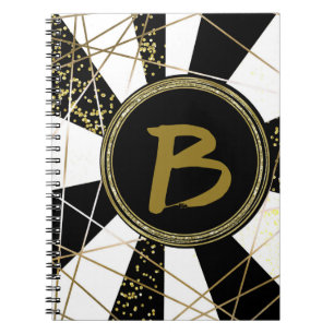 Carnet Glam Déco moderne Black White Gold Girly Unique