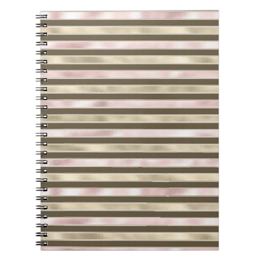 Carnet Glam Gold Blush rose Brown rayures (Devant)