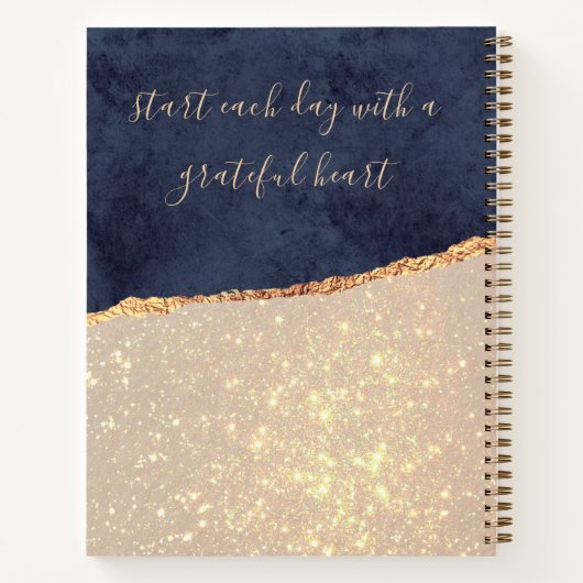 Carnet Glam Gold Parties scintillant Marine Blue Gratitud (Dos)