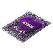 Carnet Glam gothique au coeur mauve et argenté (Côté gauche)