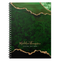 Glam Green Velvet Agate Géode Gold Script