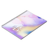 Carnet Glam Lilac Gold Abstrait Peinture Élégant Monogram (Côté gauche)