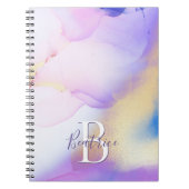 Carnet Glam Lilac Gold Abstrait Peinture Élégant Monogram (Devant)
