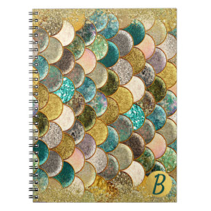 Carnet Glam Mermaid Scales Multi Color Sea Monogram
