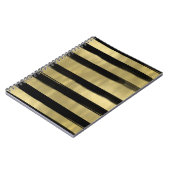 Carnet Glam Moderne Noir & Or Rayure Pinceau Chic (Côté gauche)