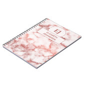 Carnet Glam Monogrammé Rose et Marbre blanc (Côté gauche)