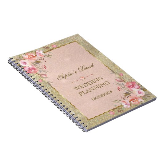 Carnet Glam Parties scintillant or Blush Wedding planner (Côté Droit)