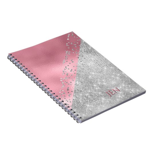 Carnet Glam Pink and Silver Notebook (Côté Droit)