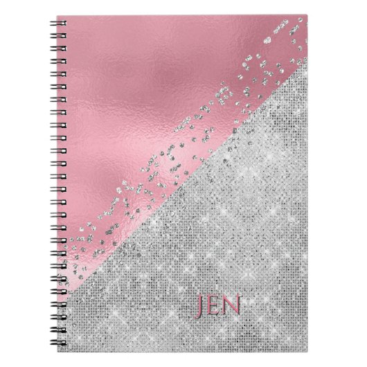 Carnet Glam Pink and Silver Notebook (Devant)