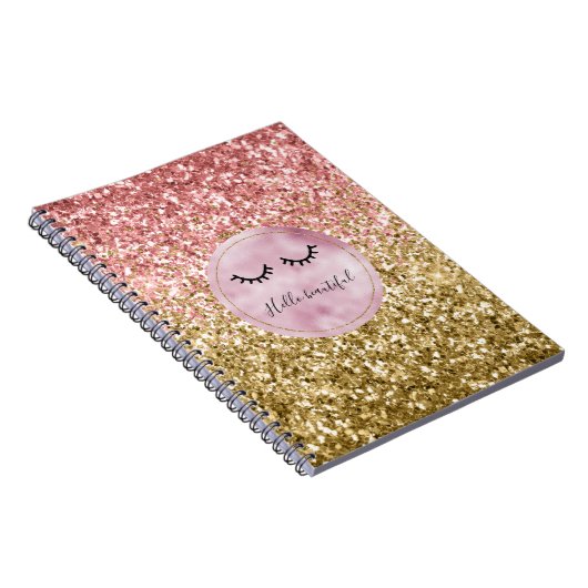 Carnet Glam Pink Gold Parties scintillant Black Eyelashes (Côté Droit)