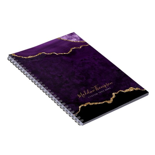 Carnet Glam Purple Velvet Agate Géode Gold Script (Côté Droit)