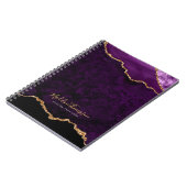 Carnet Glam Purple Velvet Agate Géode Gold Script (Côté gauche)