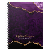 Carnet Glam Purple Velvet Agate Géode Gold Script (Devant)