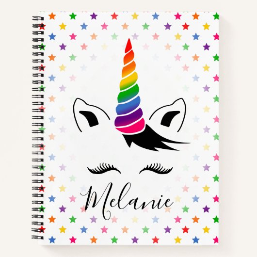Carnet Glam Rainbow Unicorn (Devant)