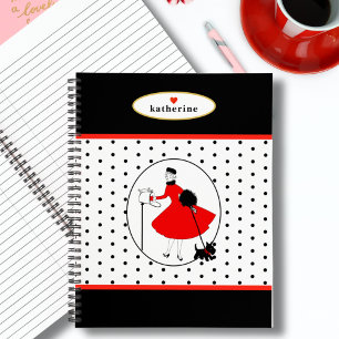 Carnet Glam Retro Lady avec Scottie Dog School Office