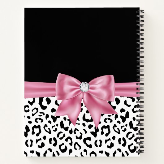 Carnet Glam rose Bow Diamond Black Snow Leopard (Dos)