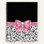 Carnet Glam rose Bow Diamond Black Snow Leopard (Devant)