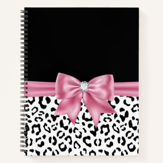 Carnet Glam rose Bow Diamond Black Snow Leopard
