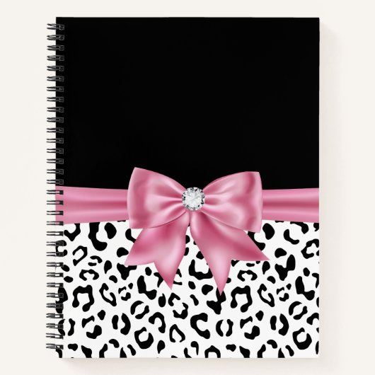 Carnet Glam rose Bow Diamond Black Snow Leopard (Devant)