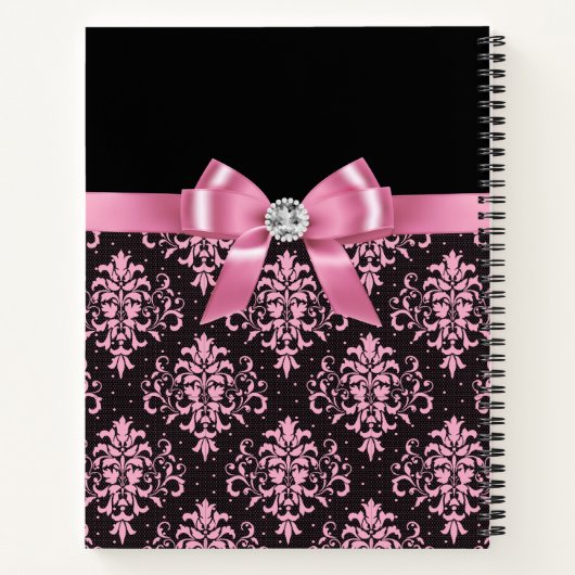 Carnet Glam Rose Bow-Pink Lace-Noir (Dos)
