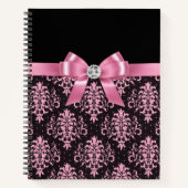 Carnet Glam Rose Bow-Pink Lace-Noir (Devant)