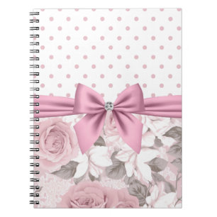 Carnet Glam rose Diamond Bow Pois floraux