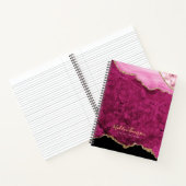 Carnet Glam Rose Magenta Velours Agate Géode Or Script (Intérieur)