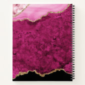 Carnet Glam Rose Magenta Velours Agate Géode Or Script (Dos)