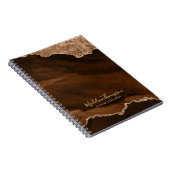 Carnet Glam Rust Gold Velvet Agate Géode Script (Côté Droit)