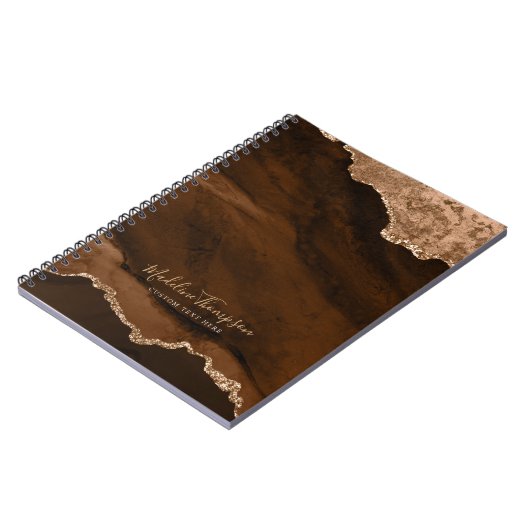 Carnet Glam Rust Gold Velvet Agate Géode Script (Côté gauche)