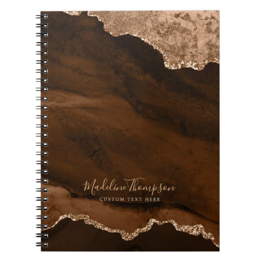 Carnet Glam Rust Gold Velvet Agate Géode Script (Devant)