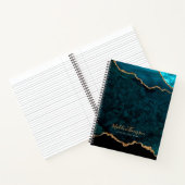Carnet Glam Turquoise Velvet Agate Géode Gold Script (Intérieur)