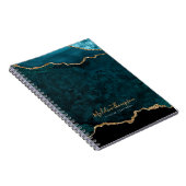 Carnet Glam Turquoise Velvet Agate Géode Gold Script (Côté Droit)