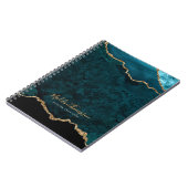 Carnet Glam Turquoise Velvet Agate Géode Gold Script (Côté gauche)