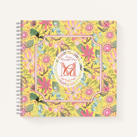 Carnet Glamor Floral Chic Jaune (Devant)