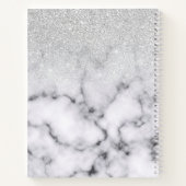 Carnet Glamorous Silver White Glitter Marble Gradient (Dos)