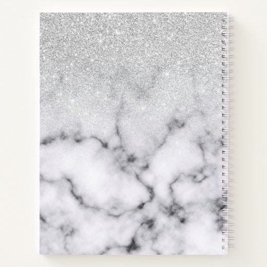 Carnet Glamorous Silver White Glitter Marble Gradient (Dos)