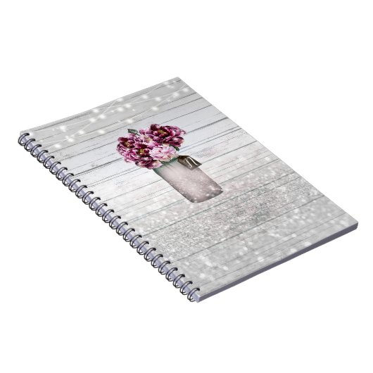 Carnet Glamour rustique Bois & Fleurs de pot Mason Bourgo (Côté Droit)