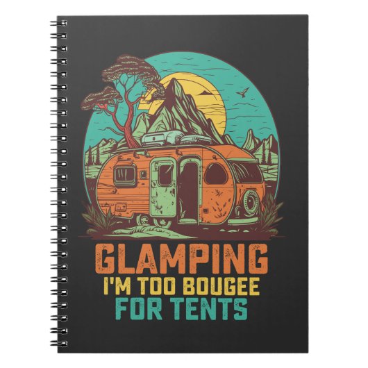 Carnet Glamping Je suis Trop Bougee Pour Tentes Rétro Vin (Devant)